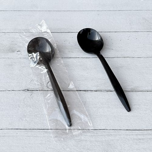 Heavyweight Polypropylene Cutlery, Soup Spoon, Black, 1,000/carton