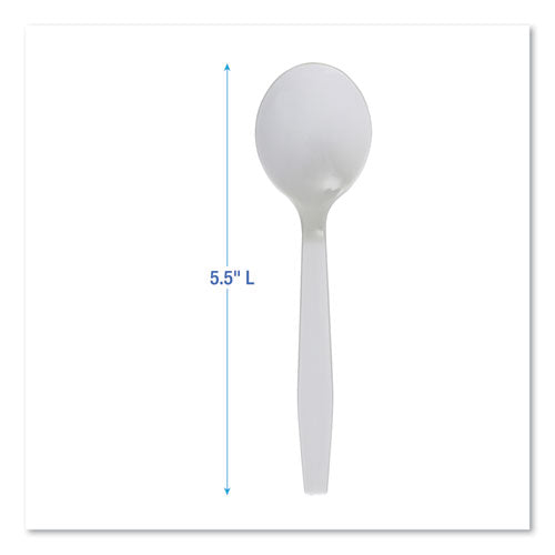 Mediumweight Polystyrene Cutlery, Soup Spoon, White, 1,000/carton