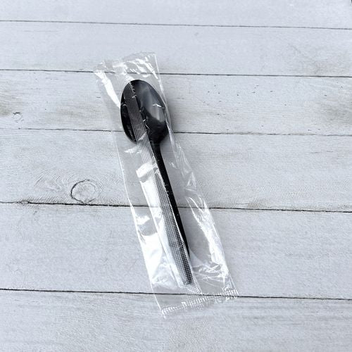 Mediumweight Polypropylene Cutlery, Teaspoon, Black, 1,000/carton