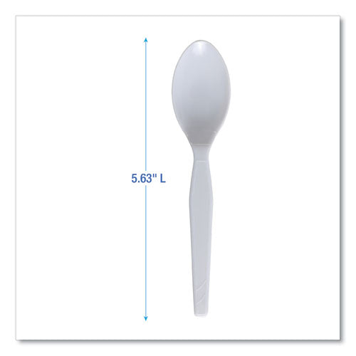 Mediumweight Polystyrene Cutlery, Teaspoon, White, 100/box