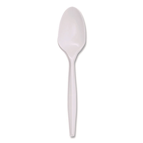 Mediumweight Polypropylene Cutlery, Teaspoon, White, 1,000/carton