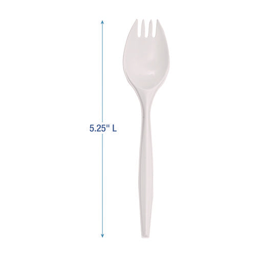 Mediumweight Polypropylene Cutlery, Spork, White, 1000/carton