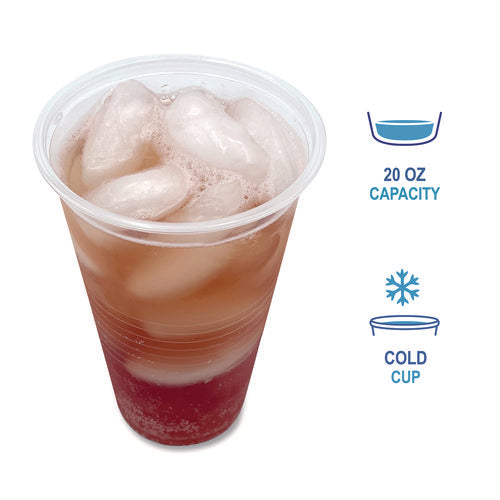 Translucent Plastic Cold Cups, 20 Oz, Clear, 1,000/carton