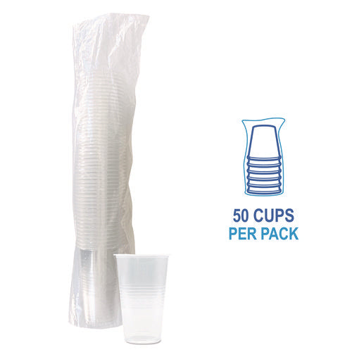 Translucent Plastic Cold Cups, 20 Oz, Clear, 50/pack