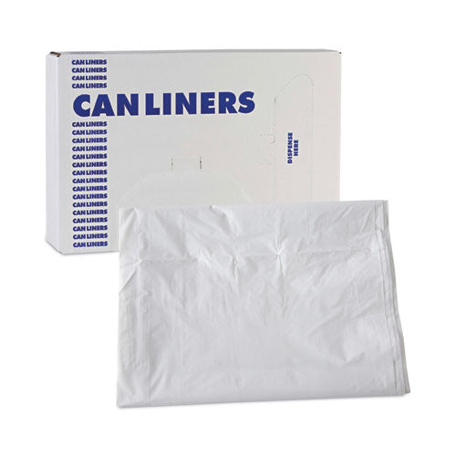 Linear Low Density Industrial Can Liners, 60 Gal, 0.9 Mil, 38" X 58", White, Flat Pack, 100/carton