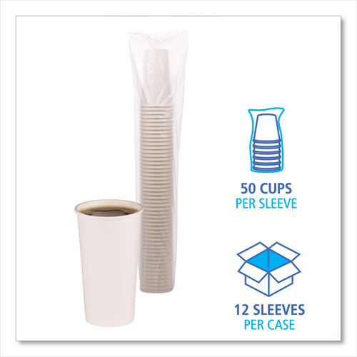 Paper Hot Cups, 20 Oz, White, 50/sleeve, 12 Sleeves/carton