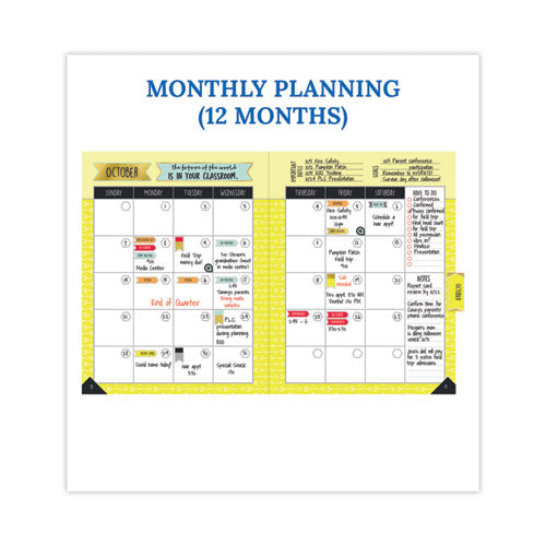 Teacher Planner, Weekly/monthly, Two-page Spread (seven Subjects), Two-page Spread (one Month), 11 X 8.5, Multicolor Cover