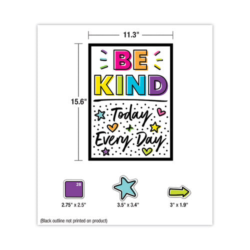 Calendar Bulletin Board Sets, 129-piece Set, Kind Vibes, 23" X 17", Multicolor