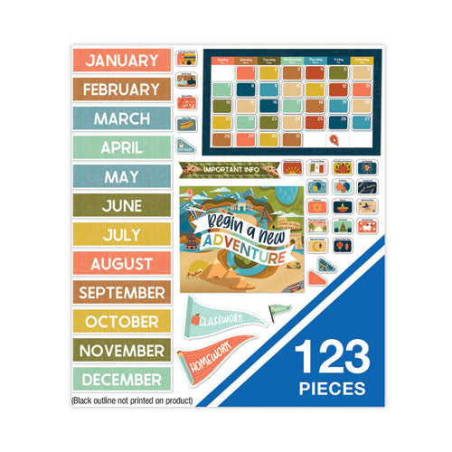 Calendar Bulletin Board Sets, 123-piece Set, Let's Explore, 23" X 13", Multicolor