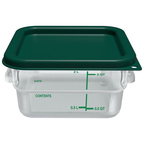 Squares Polycarbonate Food Storage Container, 2 Qt,  7.13 X 7.13 X  3.8, Clear, Plastic