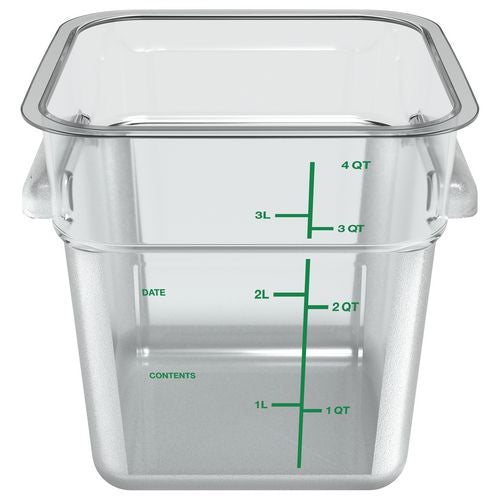 Squares Polycarbonate Food Storage Container, 4 Qt, 7.13 X 7.13 X 7.29, Clear, Plastic