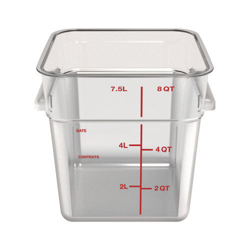 Squares Polycarbonate Food Storage Container, 8 Qt, 8.75 X 8.75 X 9, Clear, Plastic