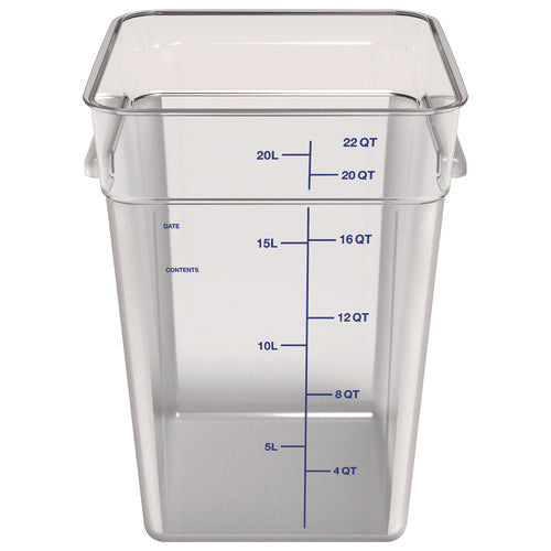 Squares Polycarbonate Food Storage Container, 22 Qt, 11 13 X 11.13 X 15.72, Clear, Plastic