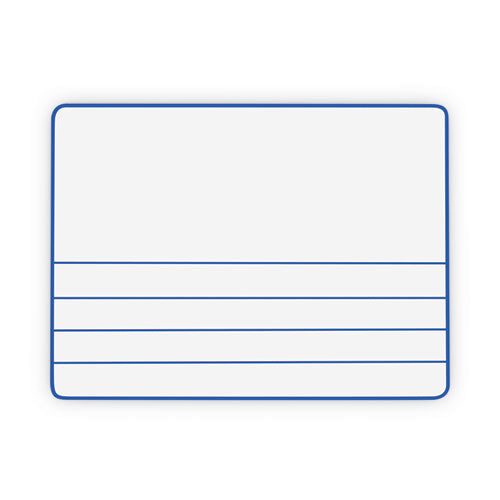 Dry Erase Student Boards, Ruled For Handwriting Practice, 12" X 9", Blue/white Surface, 10/set