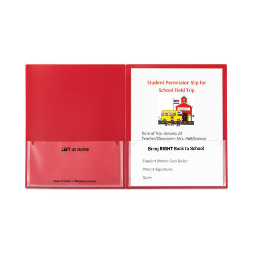 Classroom Connector Folders, 11 X 8.5, Red, 25/box