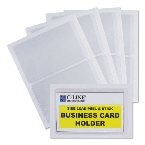 Self-adhesive Business Card Holders, Side Load, 2 X 3.5, Clear, 10/pack