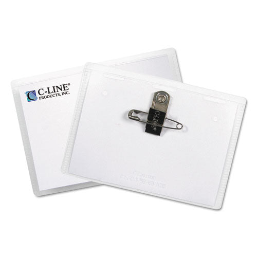 Name Badge Kits, Top Load, 3 1/2 X 2 1/4, Clear, Combo Clip/pin, 50/box