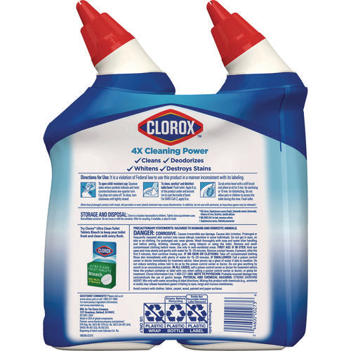 Disinfecting Toilet Bowl Cleaner With Bleach, Rain Clean Scent, 24 Oz Bottle, 2/pack