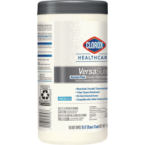 Versasure Cleaner Disinfectant Wipes, 1-ply, 6.75 X 8, Fragranced, White, 150 Towels/canister