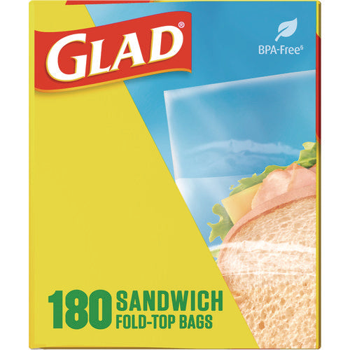 Fold Top Food Storage Sandwich Bags, 6.5 X 5.5, Clear, 180 Bags/box, 12 Boxes/carton