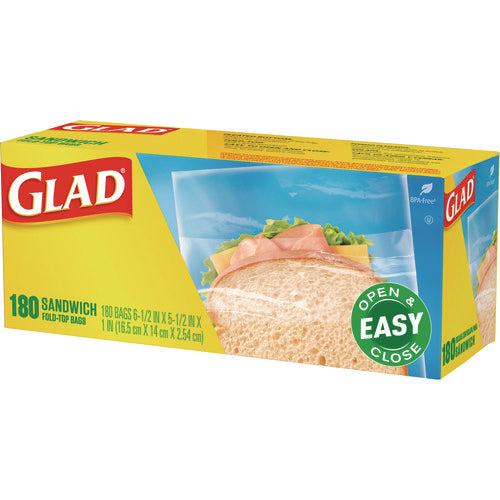 Fold Top Food Storage Sandwich Bags, 6.5 X 5.5, Clear, 180 Bags/box, 12 Boxes/carton