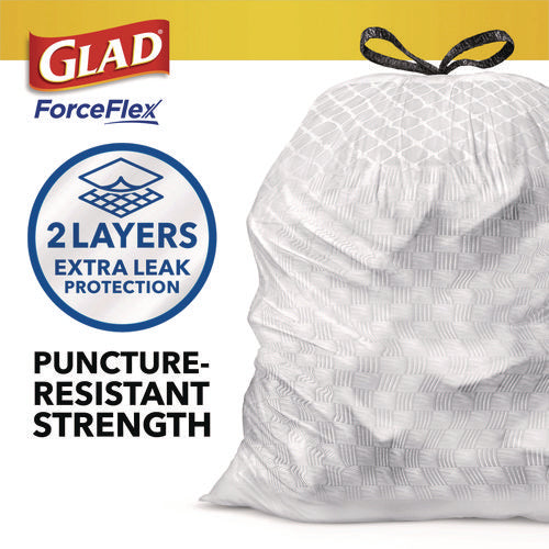 Forceflex Kitchen Drawstring Trash Bags, 13 Gal, Fresh Clean Scent, 24" X 27.38", White, 40 Bags/box, 6 Boxes/carton