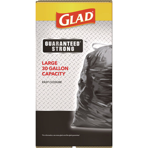 Guaranteed Strong Large Drawstring Trash Bags, Three-ply, 30 Gal, 1.05 Mil, 30" X 33", Black, 90/carton