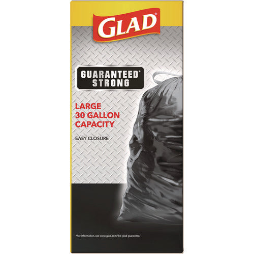 Guaranteed Strong Large Drawstring Trash Bags, Three-ply, 30 Gal, 1.05 Mil, 30 X 33, Black, 28/box