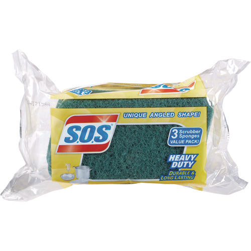 Heavy Duty Scrubber Sponge, 2.5 X 4.5, 0.9" Thick, Yellow/green, 3/pack, 8 Packs/carton