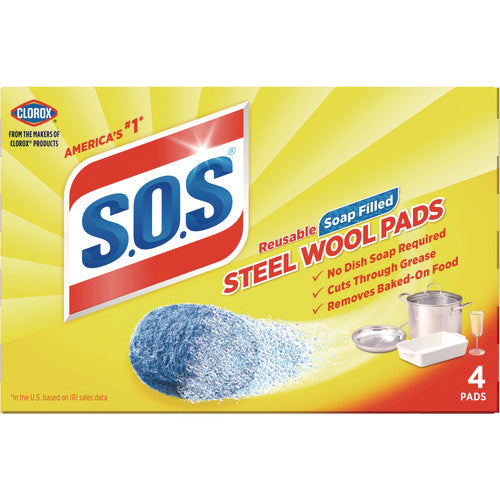 Steel Wool Soap Pad, Steel, 4/box, 24 Boxes/carton