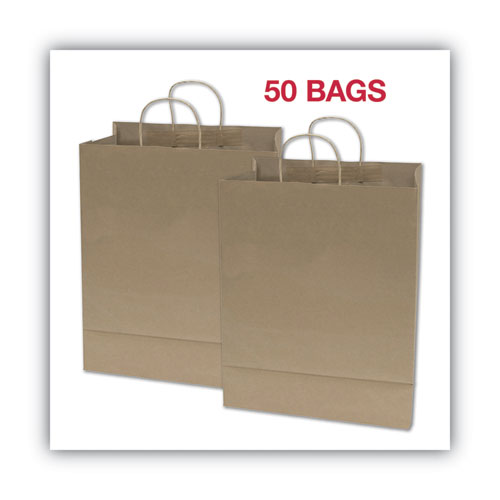 Premium Shopping Bag, Natural Twisted-paper Handles, 12" X 6.5" X 17", Brown, 50/box