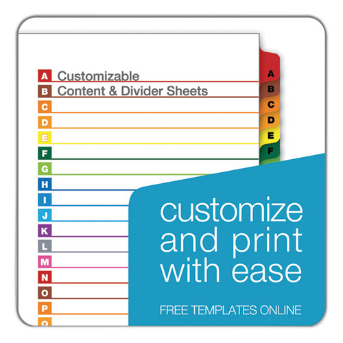 Onestep Printable Table Of Contents And Dividers, 26-tab, A To Z, 11 X 8.5, White, Assorted Tabs, 1 Set