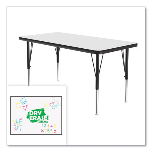 Markerboard Activity Tables, Rectangular, 48" X 24" X 19" To 29", White Top, Black Legs, 4/pallet