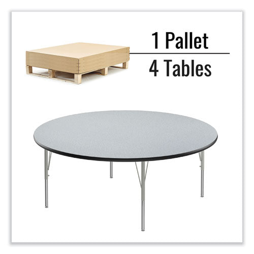 Height Adjustable Activity Tables, Round, 60" X 19" To 29", Gray Granite Top, Gray Legs, 4/pallet