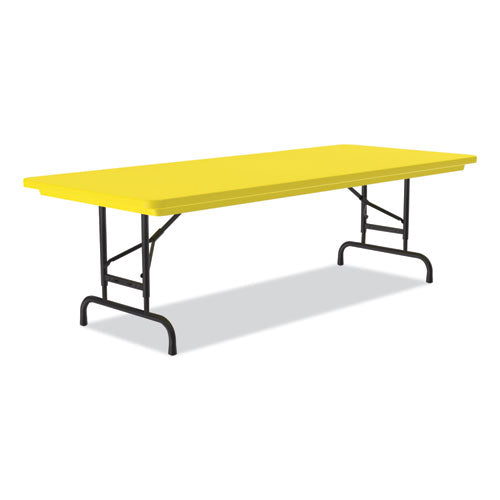 Adjustable Folding Tables, Rectangular, 60" X 30" X 22" To 32", Yellow Top, Black Legs, 4/pallet