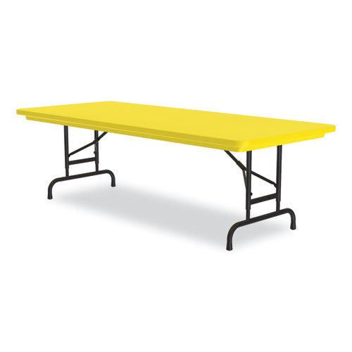 Adjustable Folding Tables, Rectangular, 72" X 30" X 22" To 32", Yellow Top, Black Legs, 4/pallet