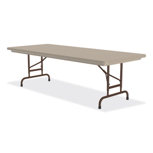 Adjustable Folding Tables, Rectangular, 96" X 30" X 22" To 32", Mocha Granite Top, Brown Legs, 4/pallet