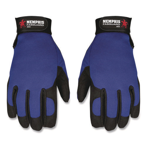 Memphis Gloves Fasguard Clarino Synthetic Leather Palm Multi-task Gloves, Blue/black, Large