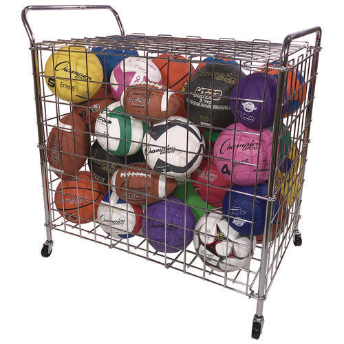 Portable Lockable Ball Locker, Metal, 176 Lb Capacity, 24 X 39 X 40, Chrome