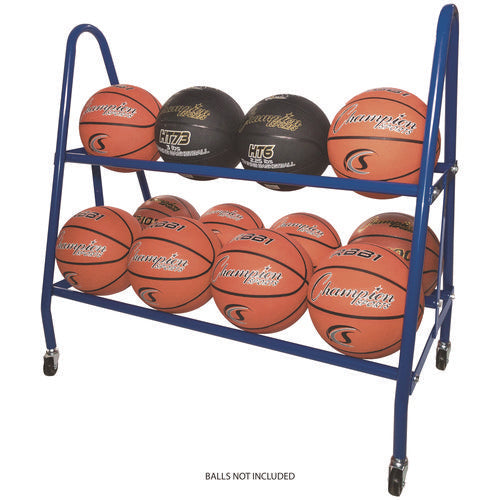 Heavy-duty Deluxe Ball Cart, Metal, 132 Lb Capacity, 17.5 X 38 X 35.75, Blue