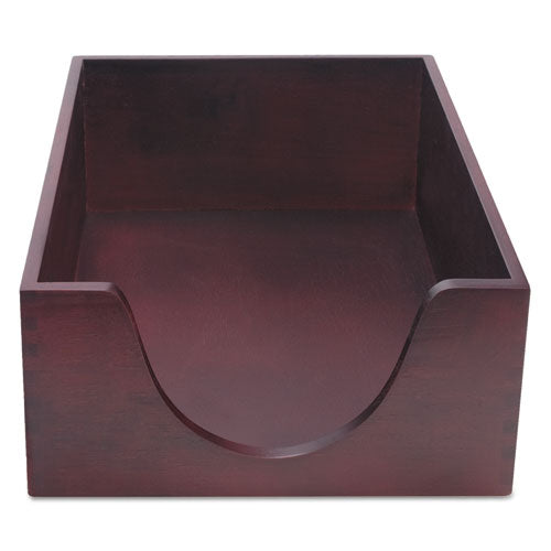 Double-deep Hardwood Stackable Desk Trays, 1 Section, Letter Size Files, 10.13" X 12.63" X 5", Mahogany