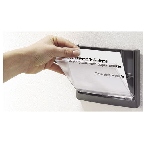 Click Sign Holder For Interior Walls, 6.75 X 0.63 X 5.13, Gray