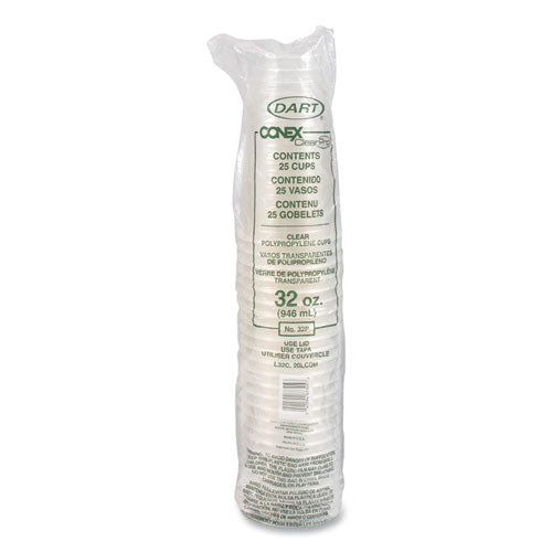 Conex Clearpro Plastic Cold Cups, 32 Oz, Clear, 25/bag, 20 Bags/carton