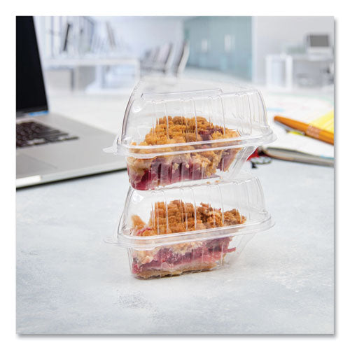 Showtime Clear Hinged Containers, Pie Wedge, 6.67 Oz, 6.1 X 5.6 X 3, Clear, Plastic, 125/pack, 2 Packs/carton