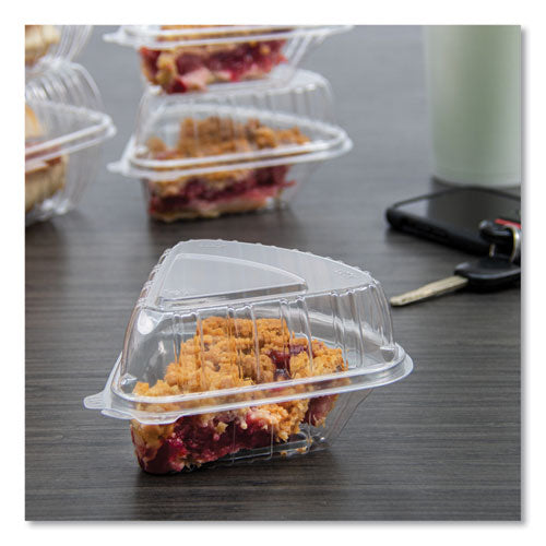 Showtime Clear Hinged Containers, Pie Wedge, 6.67 Oz, 6.1 X 5.6 X 3, Clear, Plastic, 125/pack, 2 Packs/carton