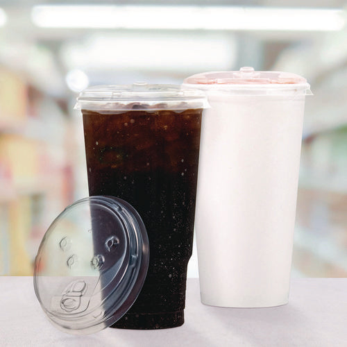 Prima Strawless Plastic Lids, Fits 30 Oz To 32 Oz Cold Cups, Clear, 100/sleeve, 12 Sleeves/carton