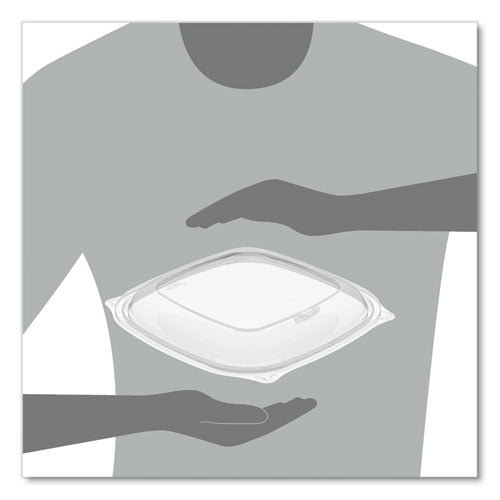 Presentabowls Pro Clear Square Bowl Lids, Large Vented Square, 8.5 X 8.5 X 1, Clear, Plastic, 63/bag, 4 Bags/carton