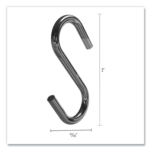 S Hooks, Metal, Silver, 50/pack