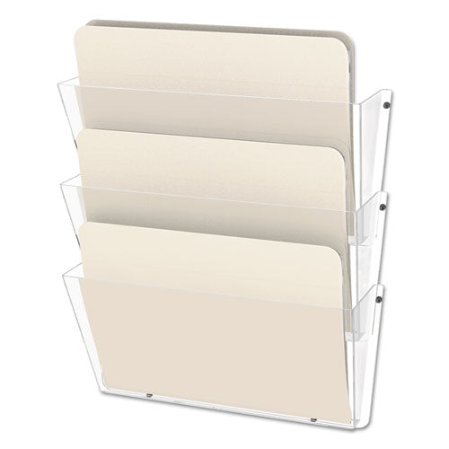 Unbreakable Docupocket Wall File, 3 Sections, Letter Size, 14.5" X 3" X 6.5", Clear, 3/pack