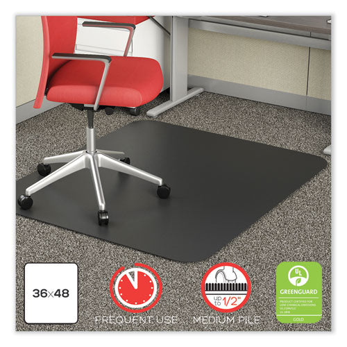 Supermat Frequent Use Chair Mat For Medium Pile Carpet, 36 X 48, Rectangular, Black